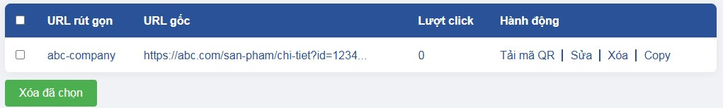 quản l&yacute; link r&uacute;t gọn